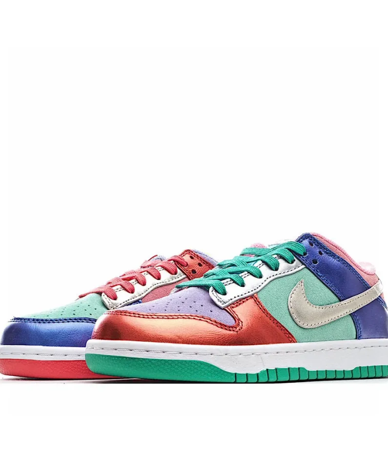 Nike Dunk Low Sunset PulseSB Sneakers Blue Pink Silver Green Red