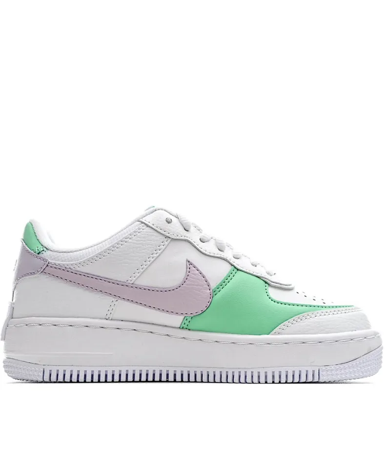 Nike Air Force 1 Shadow White, Green and Pink Low-Top Sneakers