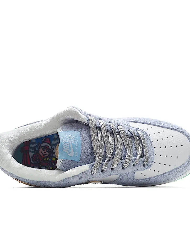 NikeAir Force 1 Low Top White Blue Gold