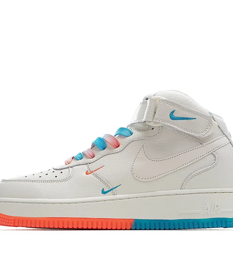 Nike Air Force 1 Mid07 Beige Red Blue Mid 3M Reflective