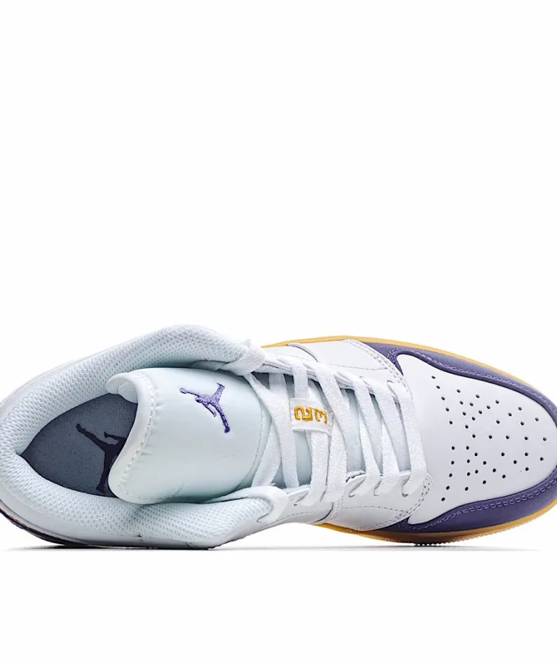 Air Jordan 1 Low Joe 1 Low Basketball Shoes Purple Gold Lakers
