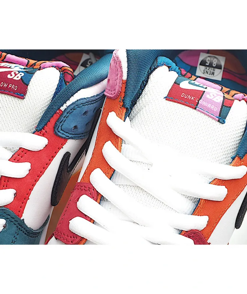 Parra X Nike Sb Dunk Low Pro White Blue Red