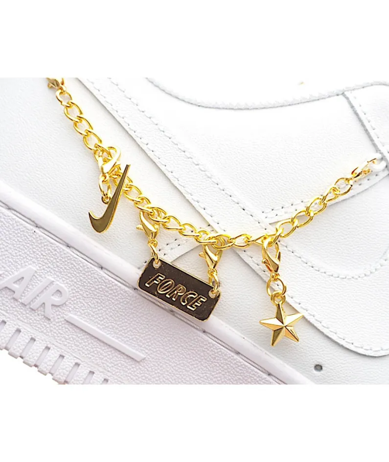 Nike Air Force 1 White Gold Chain