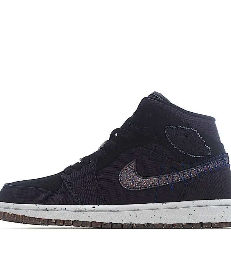 Air Jordan 1 MiD Mid-Top Basketball Shoes Ink Canvas Black