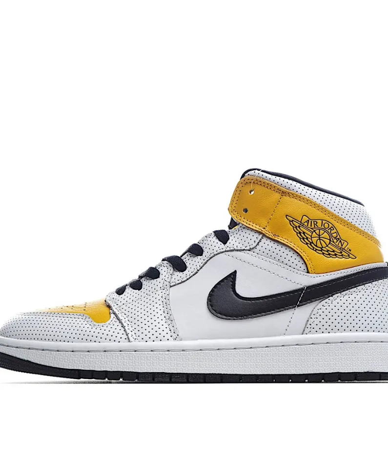 Wmns Air Jordan 1 Mid 'Perforated - White University Gold'