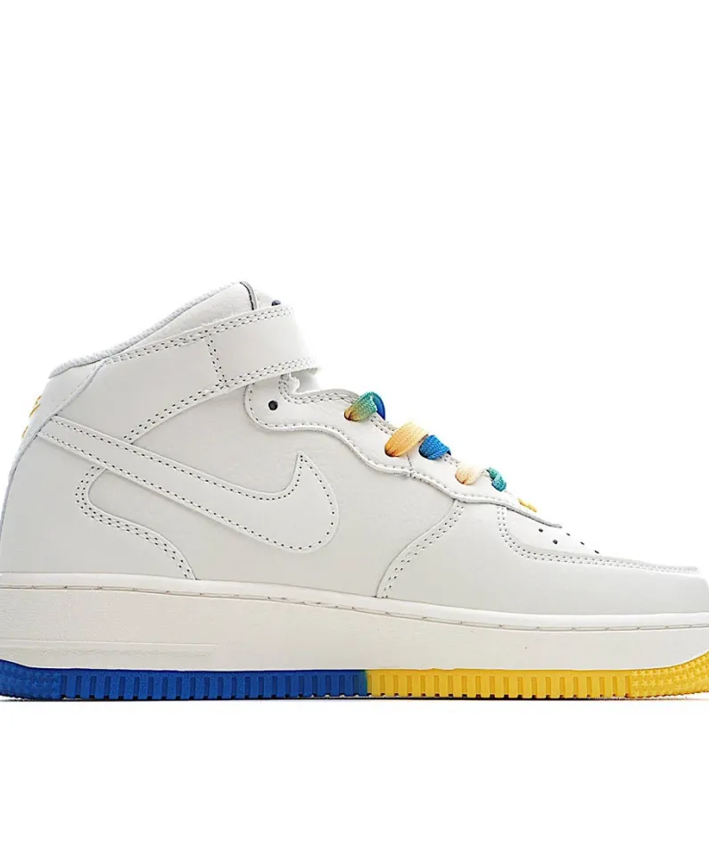 Nike Air Force 1 Mid07 Beige and Yellow Mid-Top Sneakers
