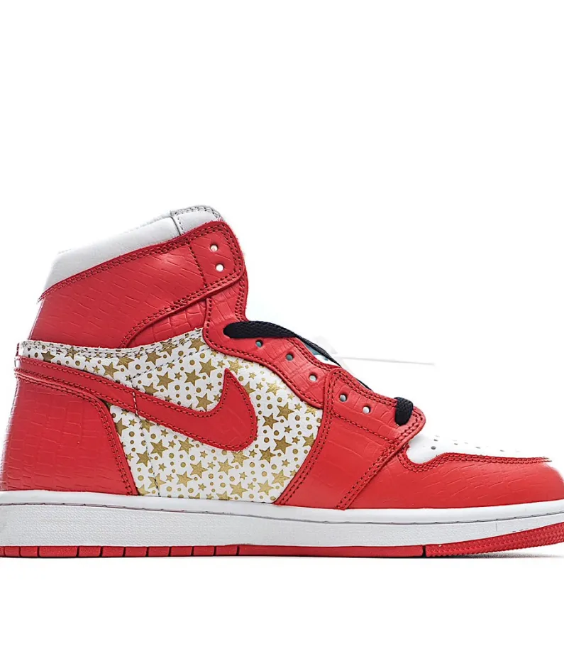 Supreme x AirJordan Retro AJ1 high-top basketball shoes
