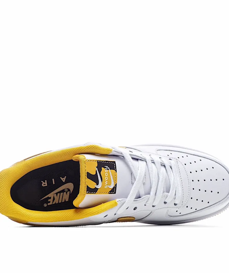 Nike Air Force 1 Low Low Top White and Yellow Double Hook