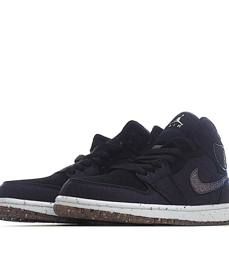 Air Jordan 1 MiD Mid-Top Basketball Shoes Ink Canvas Black