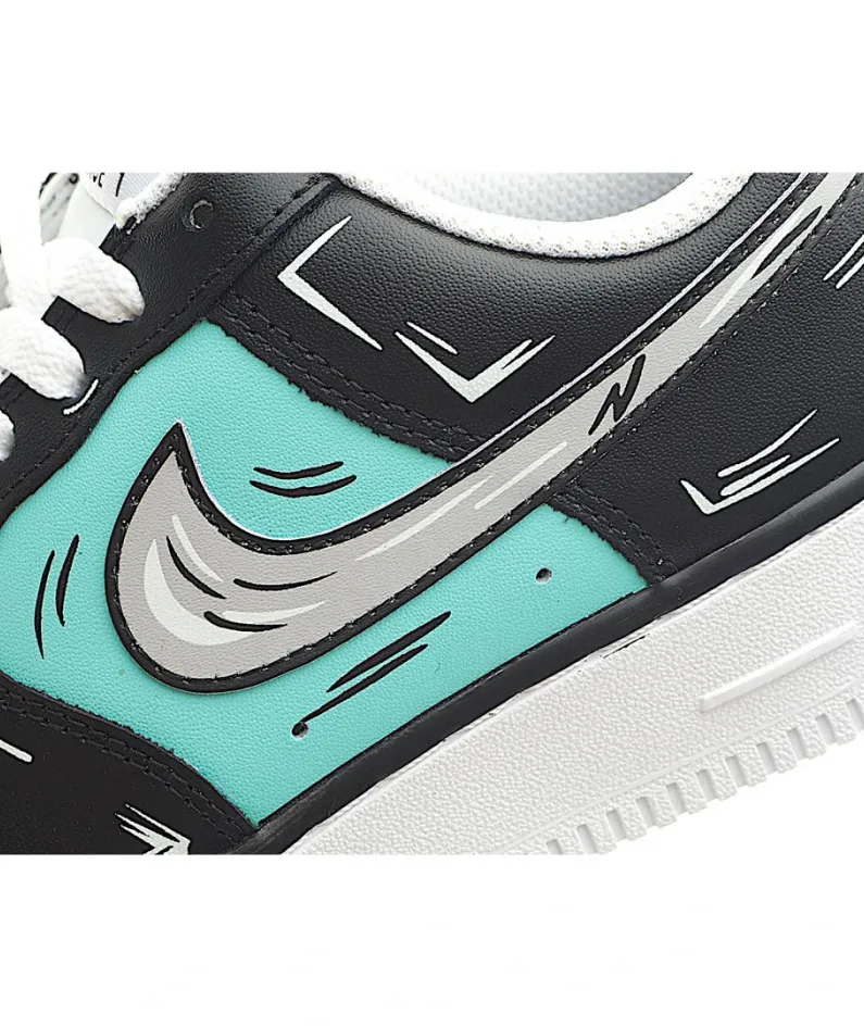 Nike Air Force 1 Low'07 Black and Blue Low Top Sneakers