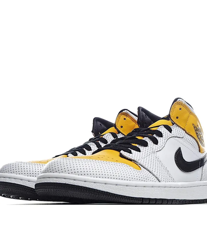 Wmns Air Jordan 1 Mid 'Perforated - White University Gold'