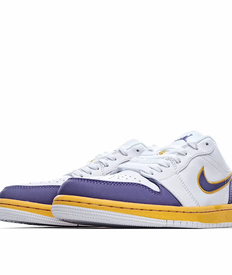 Air Jordan 1 Low Joe 1 Low Basketball Shoes Purple Gold Lakers