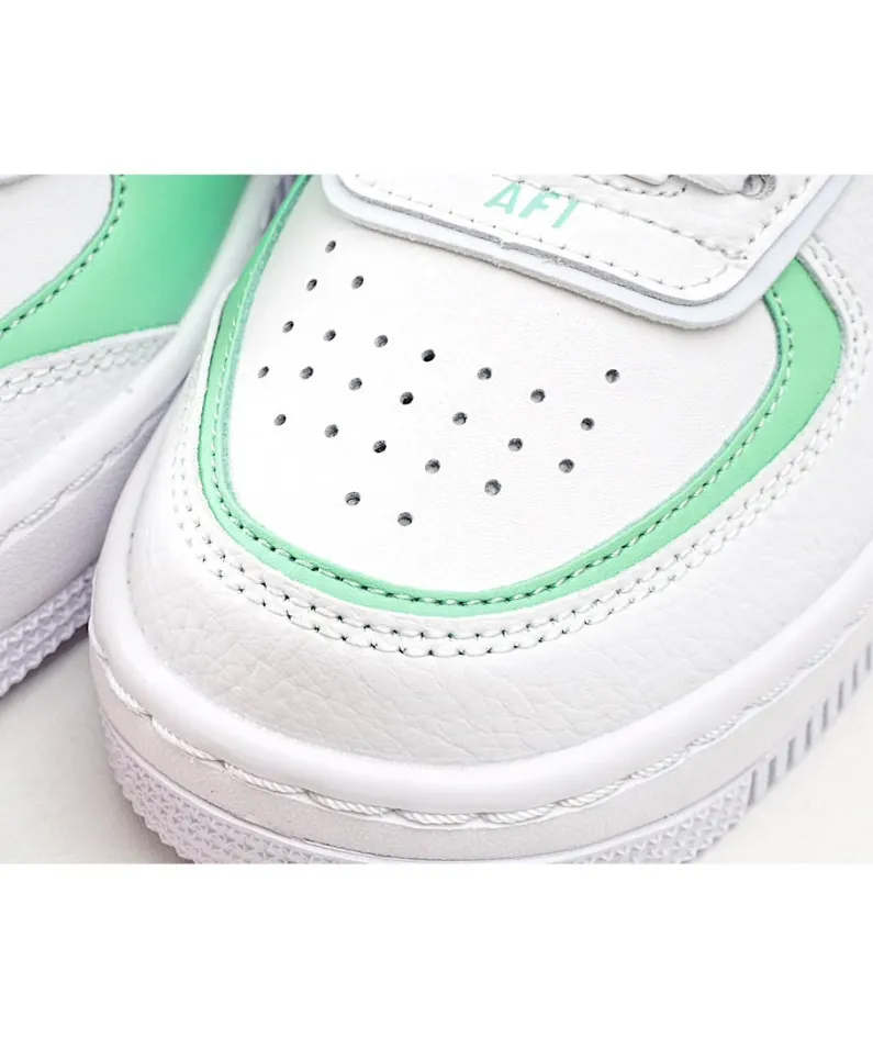Nike Air Force 1 Shadow White, Green and Pink Low-Top Sneakers