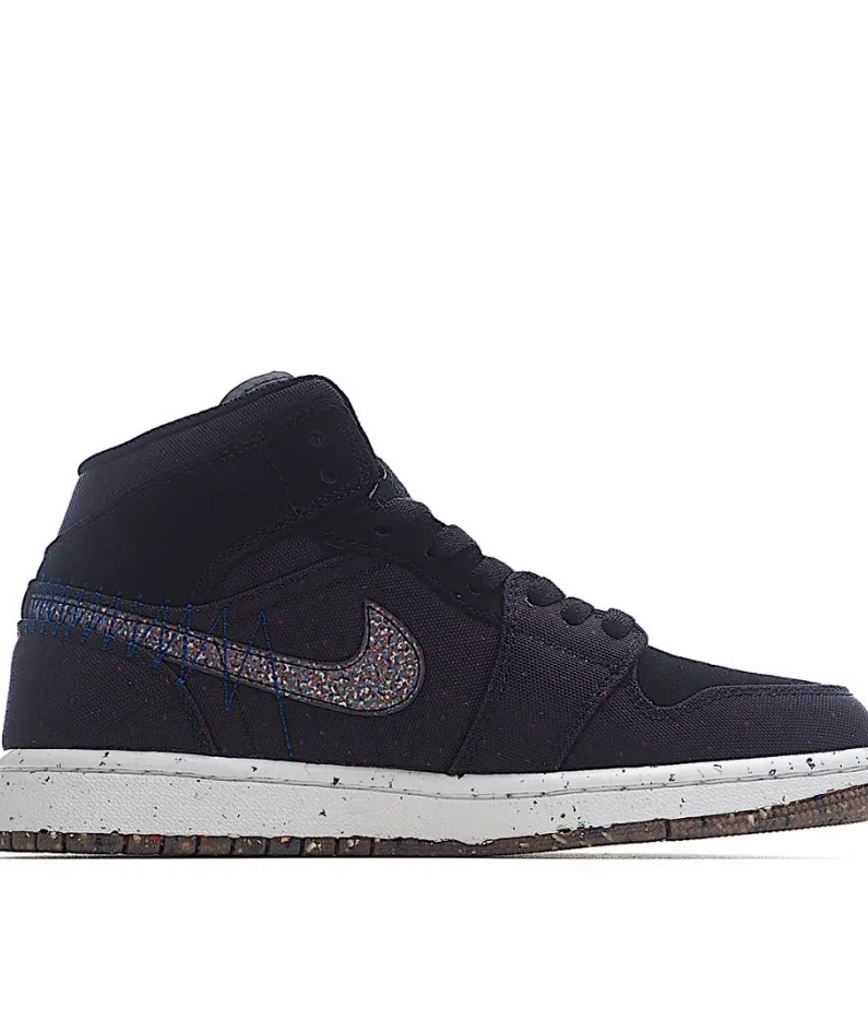Air Jordan 1 MiD Mid-Top Basketball Shoes Ink Canvas Black