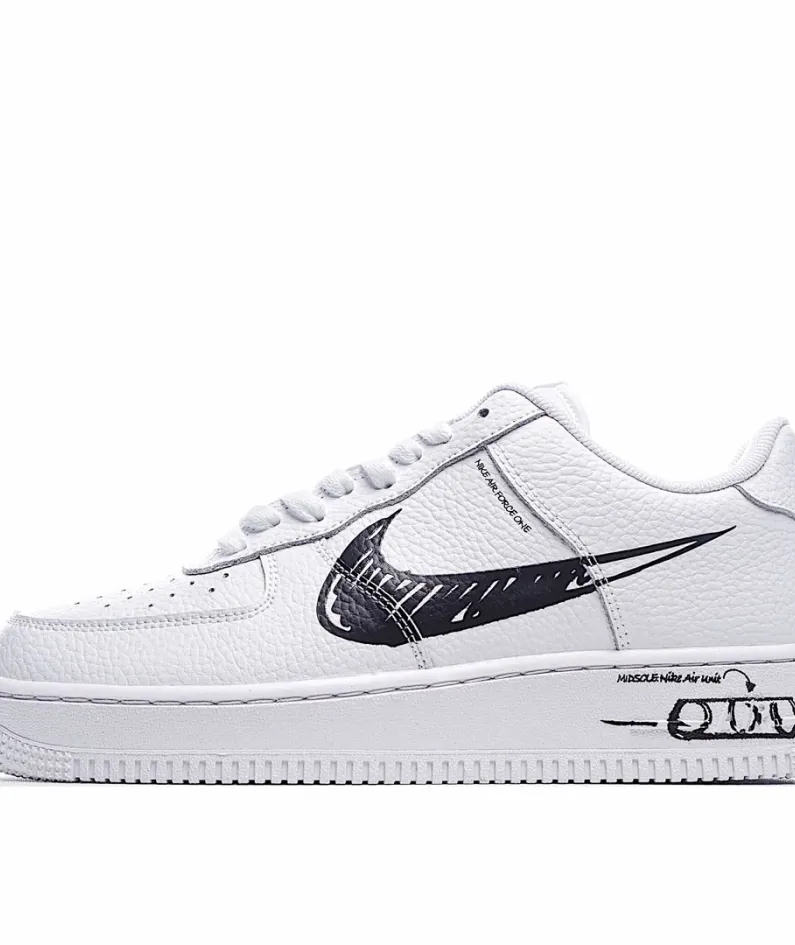 Nike AIR FORCE 1 SCHEMATIC WHITE/BLACK Sketch Black & White