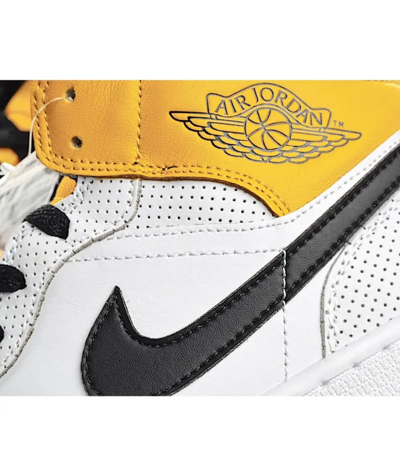 Wmns Air Jordan 1 Mid 'Perforated - White University Gold'