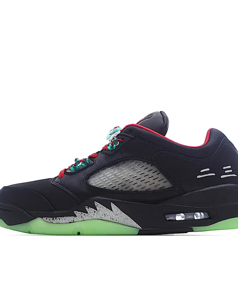 Clot Air Jordan Retro 5 Black Red Green Basketball Shoes