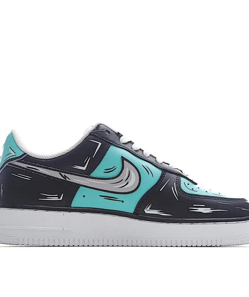 Nike Air Force 1 Low'07 Black and Blue Low Top Sneakers