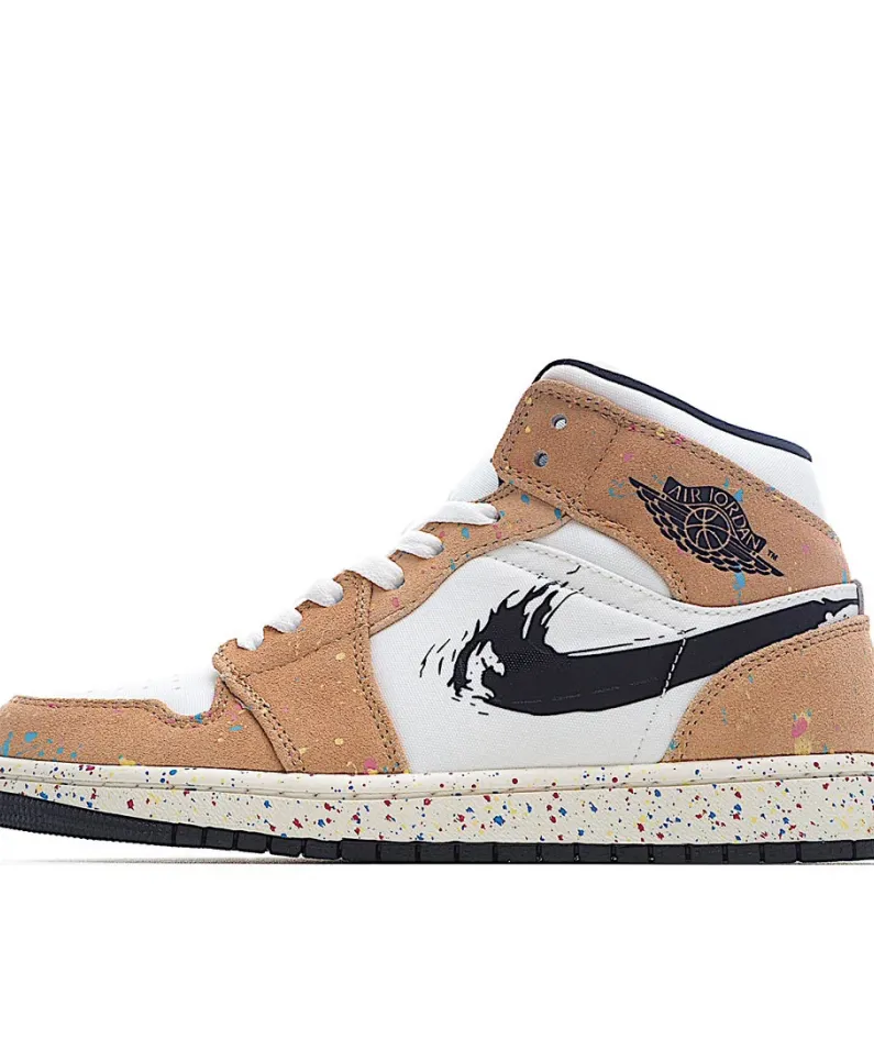 Air Jordan 1 Mid SE GS 'Brushstroke Paint Splatter'