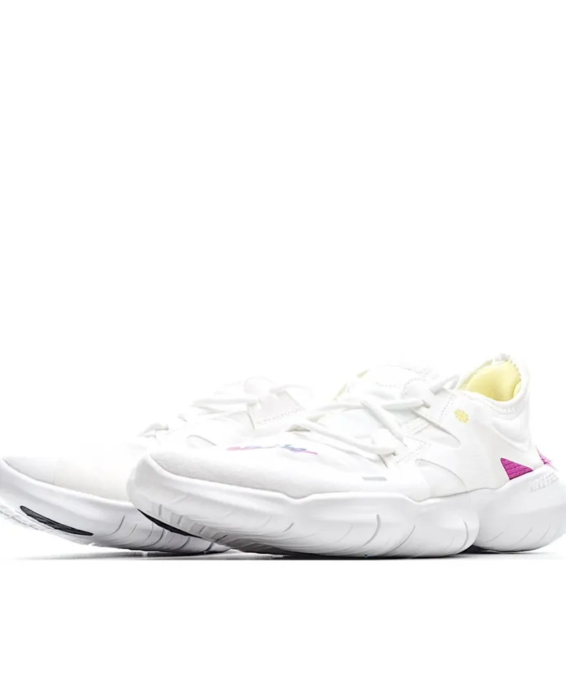 NIKE FREE RN FLYKNIT 5.0 Running Shoes White Fuchsia