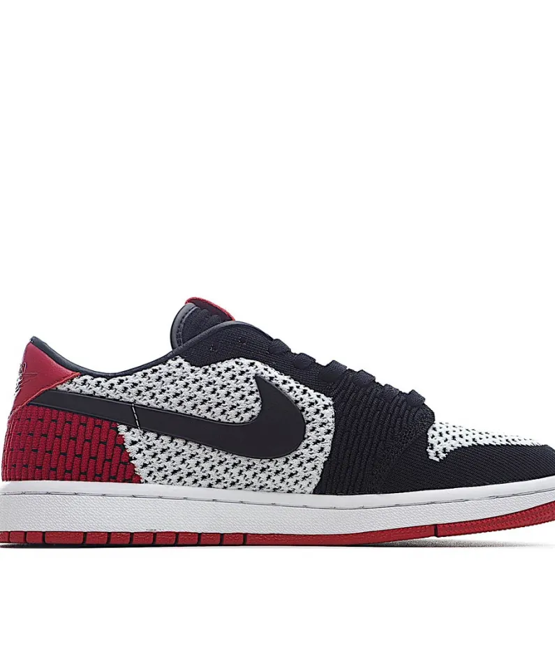Air Jordan 1 Retro low Flyknit AJ1 Low Black Black And Red