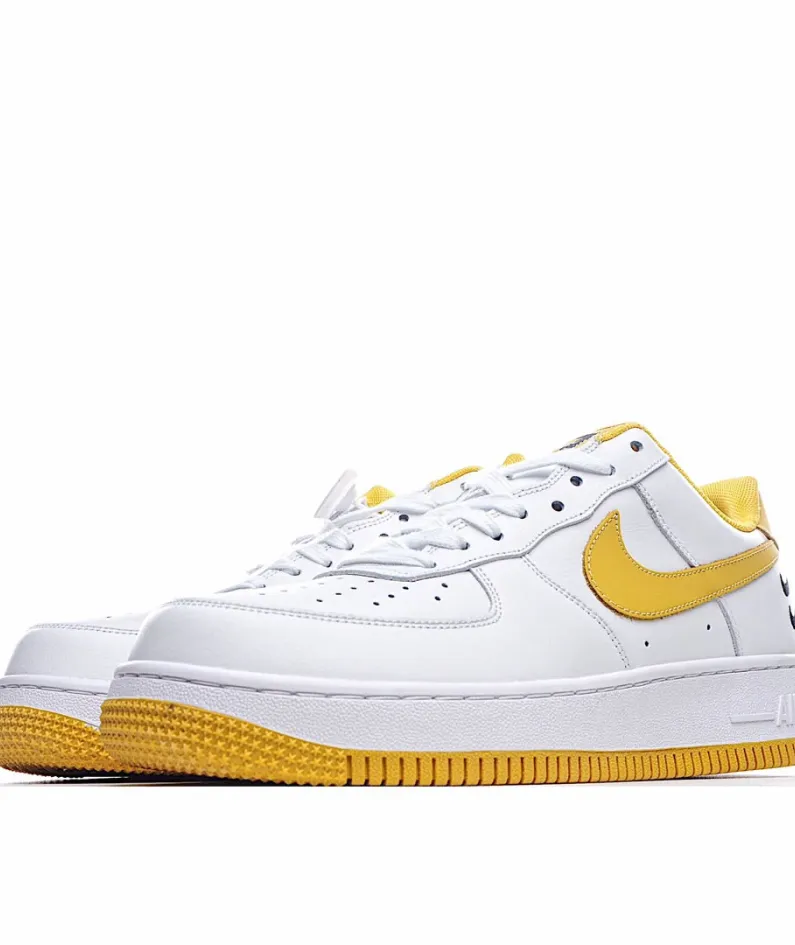 Nike Air Force 1 Low Low Top White and Yellow Double Hook