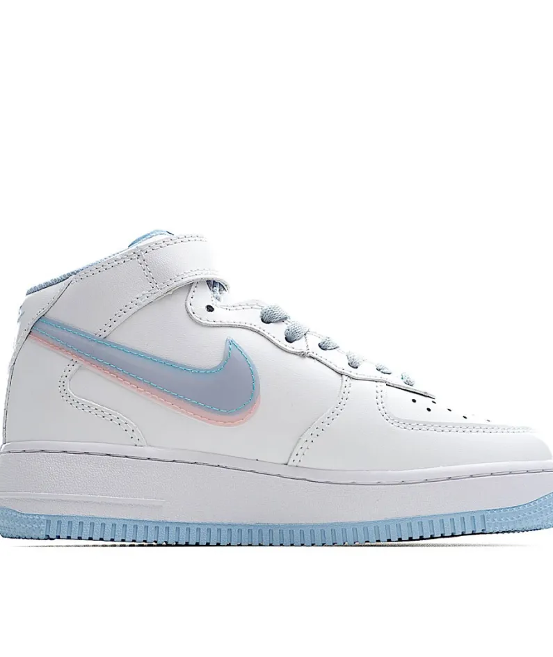 Nike Air Force 1 mid White pink blue