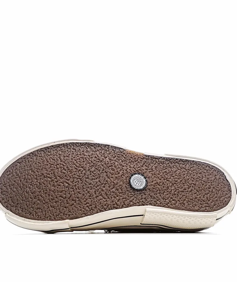 xVESSEL GOP Low Canvas Vulcanized Sneakers "Black, Beige and White Tassel" F19X001