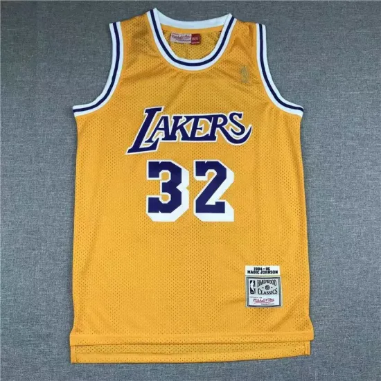 Los Angeles Lakers magic johnson basketball jersey yellow Los Angeles Lakers magic johnson basketball jersey yellow
