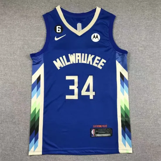 Milwaukee Bucks Giannis Antetokounmpo basketball jersey blue