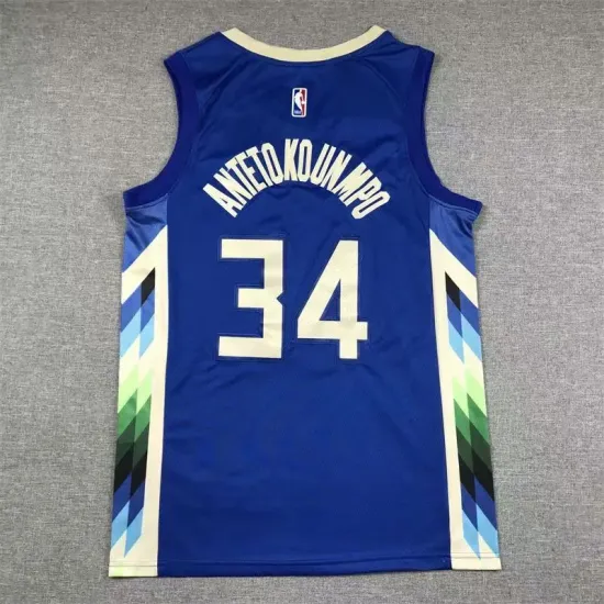 Milwaukee Bucks Giannis Antetokounmpo basketball jersey blue