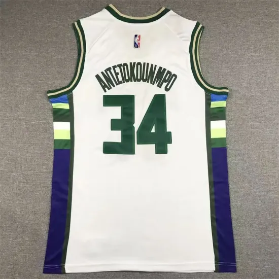 Milwaukee Bucks Giannis Antetokounmpo basketball jersey white