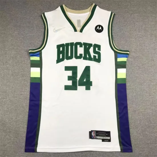 Milwaukee Bucks Giannis Antetokounmpo basketball jersey white