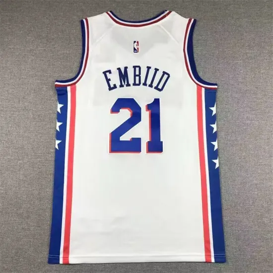 Vintage Philadelphia 76ers Sixers Joel Embiid basketball jersey white Vintage Philadelphia 76ers Sixers Joel Embiid basketball jersey white