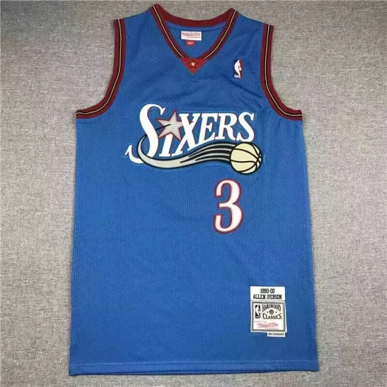 Vintage Philadelphia 76ers Sixers Allen Iverson basketball jersey blue