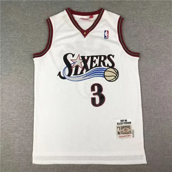 Vintage Philadelphia 76ers Sixers Allen Iverson basketball jersey white Vintage Philadelphia 76ers Sixers Allen Iverson basketball jersey white