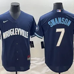 Chicago Cubs Dansby Swanson Baseball JERSEY navy
