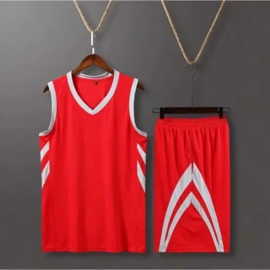 Red Custom Basketball Jersey Set for Men Children Club College Basketball Team Jersey Sets Quick Drying Basketball Uniform Big Size