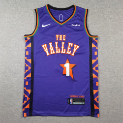 devin booker #1 Phoenix Suns basketball jersey purple 2024