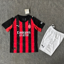 Kid Size A.C. Milan 2025/26 home football shirt shorts set