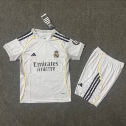 Kid Size Real Madrid CF 2025/26 home football shirt shorts set