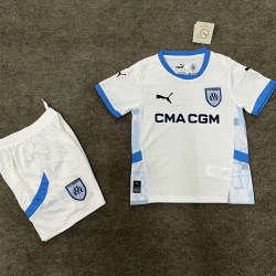 Kid Size Olympique de Marseille 2024/25 home football shirt shorts set