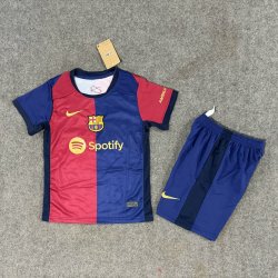 Kid Size FC Barcelona 2024/25 home football shirt shorts set