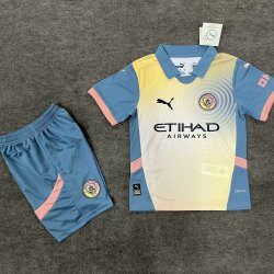 Kid Size Manchester City F.C. 2024/25 away football shirt shorts set