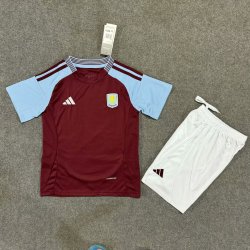 Kid Size Aston Villa F.C. 2024/25 home football shirt shorts set