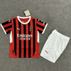 Kid Size A.C. Milan 2024/25 home football shirt shorts set