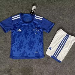 Kid Size Cruzeiro Esporte Clube 2024/25 home football shirt shorts set