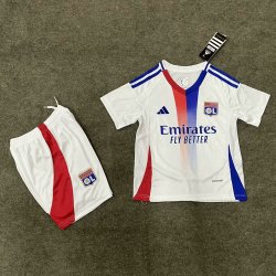 Kid Size Olympique Lyonnais 2024/25 home football shirt shorts set