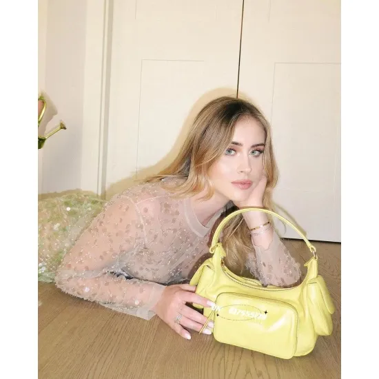 Nappa Leather Pocket Bag  Yellow