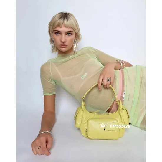 Nappa Leather Pocket Bag  Yellow